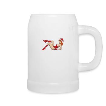 Sexy Christmas Pin Up Girl - Beer Mug - white - Right