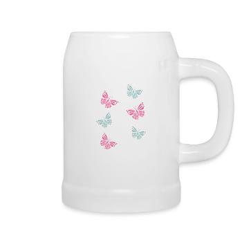 Butterflies Schmetterlinge - Bierkrug - Weiß - Rechts