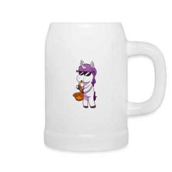Unicorn Licorne Saxophone jazz Saxophone - Chope en céramique - blanc - Droite