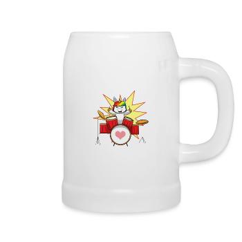 Einhorn Schlagzeug Drums - Bierkrug - Weiß - Rechts
