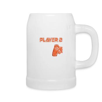 Partner look couple pair partner player 2 - Beer Mug - white - Right