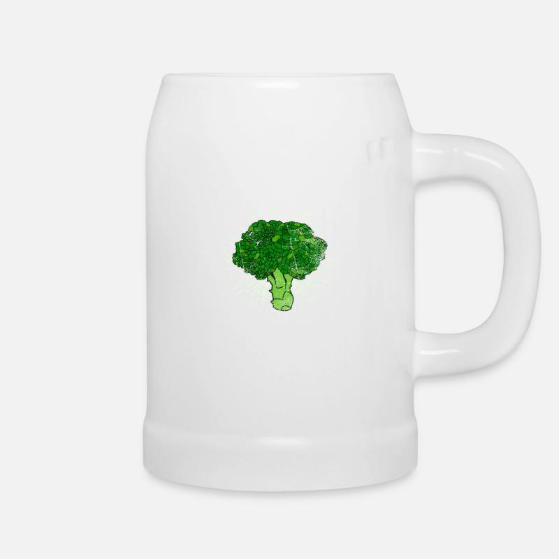 Broccoli Brokkoli Gemüse - Bierkrug - Weiß