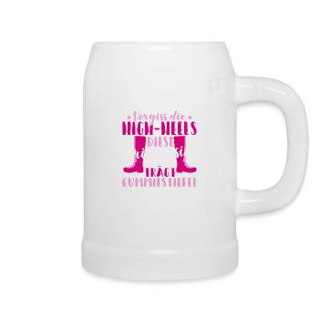High Heels Gummistiefel Lustig Spruch Geschenk - Bierkrug - Weiß - Rechts