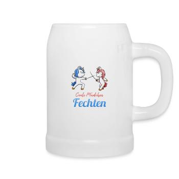 Coole Mädchen Fechten Einhorn Fechtkampf Fechter - Bierkrug - Weiß - Rechts