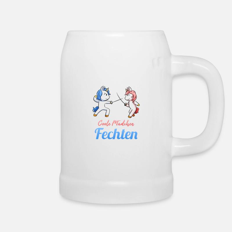 Coole Mädchen Fechten Einhorn Fechtkampf Fechter - Bierkrug - Weiß