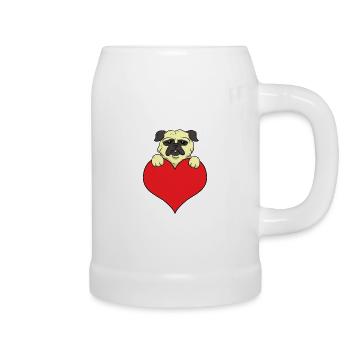 Pug Heart Mops herz - Bierkrug - Weiß - Rechts