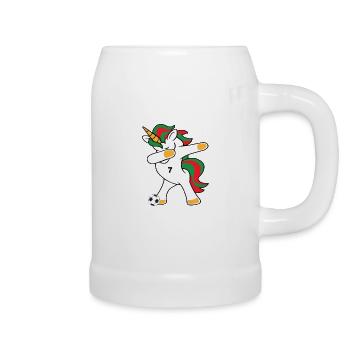 Football dab unicorn Portugal Portuguese - Beer Mug - white - Right