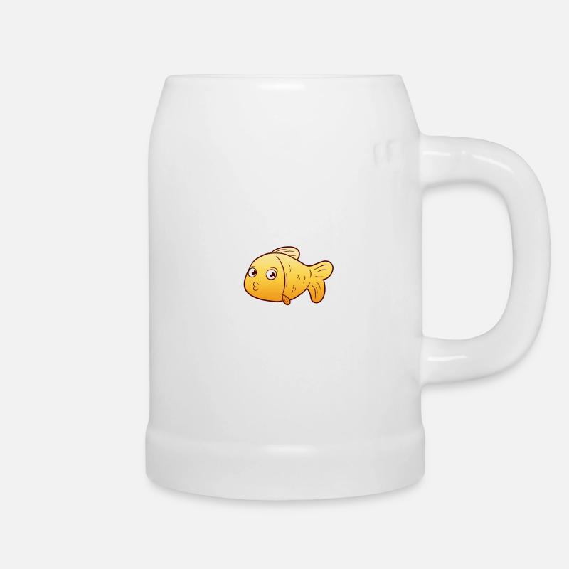 poisson rouge - Chope en céramique - blanc