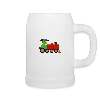 Train Dino - Chope en céramique - blanc - Droite