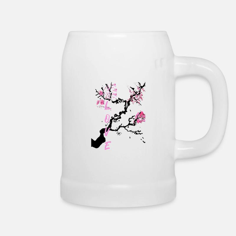 Japanese cherry blossom tattoo - Beer Mug - white