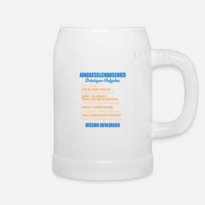 JGA Aufgaben Bräutigam Junggesellen Checkliste - Bierkrug - Weiß