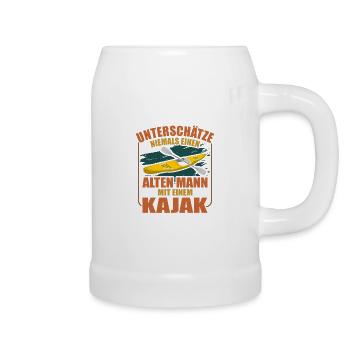 Unterschätze Niemals Alten Mann Mit Kajak Kajaker - Bierkrug - Weiß - Rechts