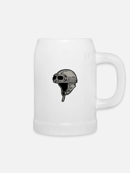 Motorrad Helm Mofa - Bierkrug - Weiß