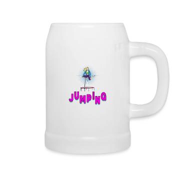 Jumping trampoline jumpstyle hopping sport - Beer Mug - white - Right
