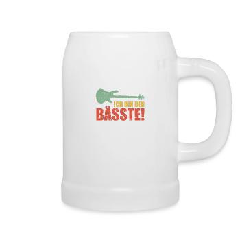 ICH BIN DER BÄSSTE bestes Bassist Geschenk lustig - Bierkrug - Weiß - Rechts