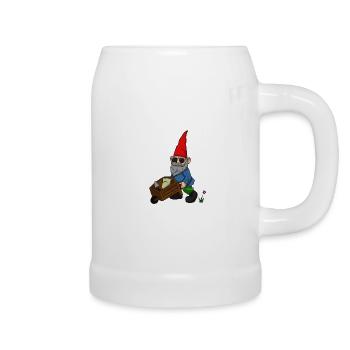 Garden gnome wheelbarrow garden dwarf shovel - Beer Mug - white - Right