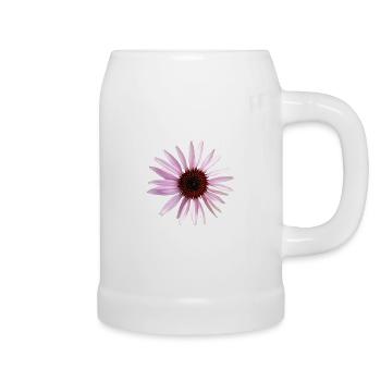 pink flowering sun hat flower, flower, floral, - Beer Mug - white - Right