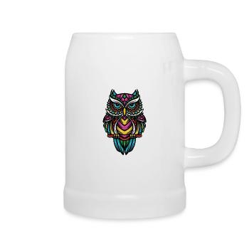 Eule Waldeule Eulen Geschenk Eulen Deko - Bierkrug - Weiß - Rechts