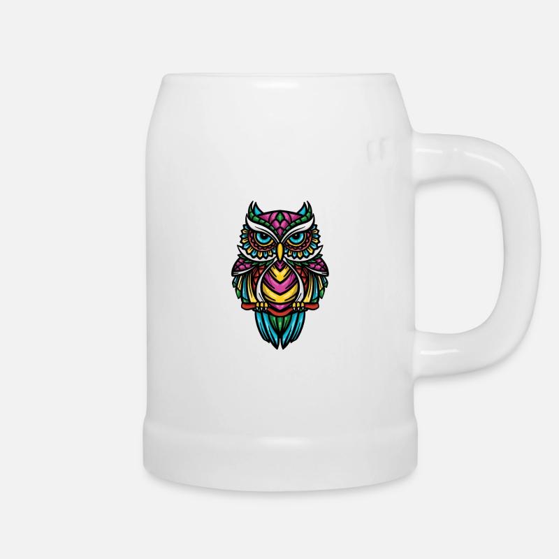 Eule Waldeule Eulen Geschenk Eulen Deko - Bierkrug - Weiß