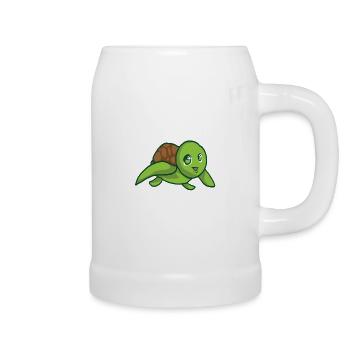 tortue - Chope en céramique - blanc - Droite