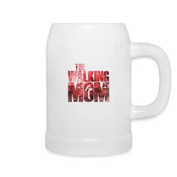 The Walking Mom mother and son daughter - Beer Mug - white - Right