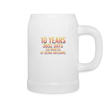 10 Jahre 10. Geburtstag Geschenk - Bierkrug - Weiß - Rechts
