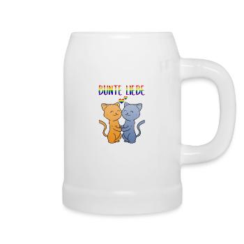Bunte Liebe Katzen Regenbogen Lesbe Schwul Queer - Bierkrug - Weiß - Rechts
