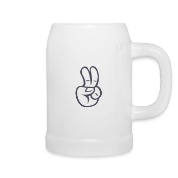 Peacezeichen Finger Comic - Bierkrug - Weiß - Rechts
