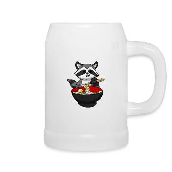 Raton laveur Ramen Nouilles Japon Racoon - Chope en céramique - blanc - Droite