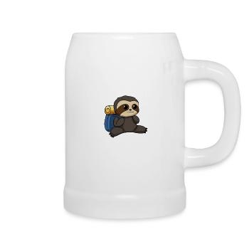 Hiker sloth hike mountaineer - Beer Mug - white - Right