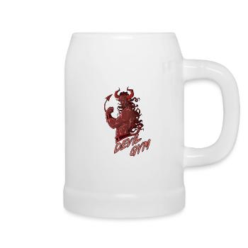 Devil Gym The devil trains in a gym design - Beer Mug - white - Right