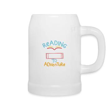 Books books read books novels bookshelf - Beer Mug - white - Right