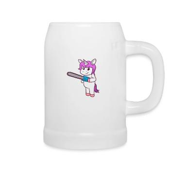 Tronçonneuse Licorne Halloween - Chope en céramique - blanc - Droite