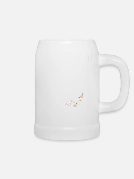 blumen - Bierkrug - Weiß