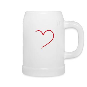 heart - love - heart - red - Beer Mug - white - Right