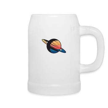 Planet Saturn Weltraum - Bierkrug - Weiß - Rechts