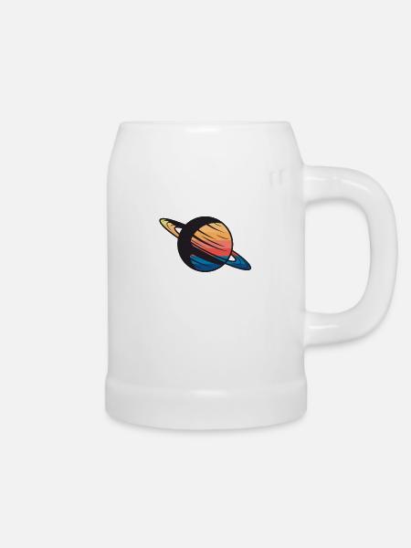 Planet Saturn Weltraum - Bierkrug - Weiß