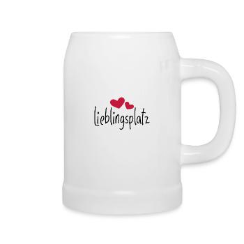 Lieblingsplatz Kissen mit Herz - Bierkrug - Weiß - Rechts