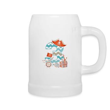 3 pirate children's birthday 3 years boy - Beer Mug - white - Right