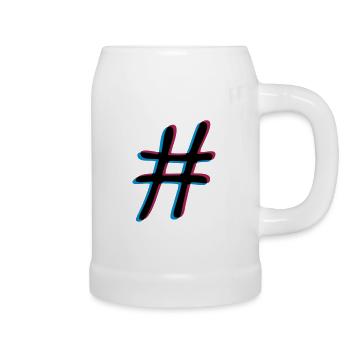3D effect hashtag - Beer Mug - white - Right