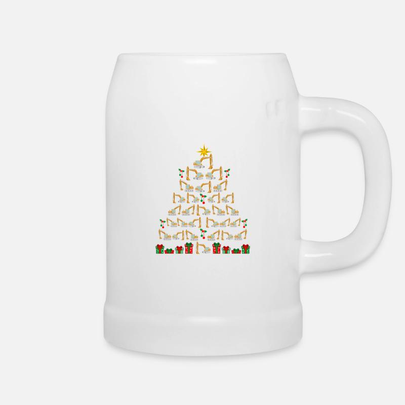 Christmas tree excavator construction excavator driver Christmas - Beer Mug - white