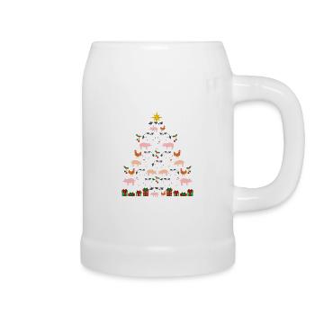 Arbre de Noël Ferme Porcs Poulets Vaches - Chope en céramique - blanc - Droite
