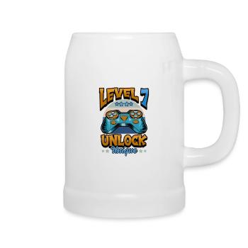 7. Geburtstag Gaming Gamer Videospiele Geschenk - Bierkrug - Weiß - Rechts