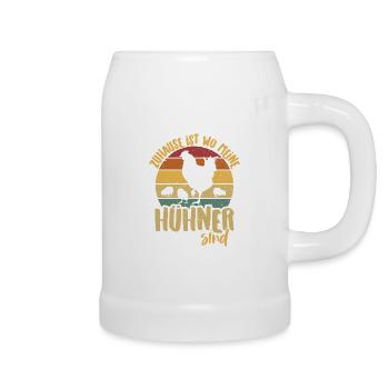 Zuhause ist wo meine Hühner sind - Hühnerstall - Bierkrug - Weiß - Rechts