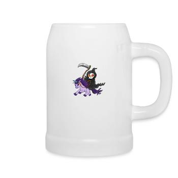Cooles Einhorn als Zombie mit Gevater Tod - Bierkrug - Weiß - Rechts