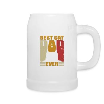 Best cat papa ever cats gift - Beer Mug - white - Right