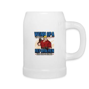 Handwerker Opa Lustig Spruch Baustelle Geschenk - Bierkrug - Weiß - Rechts