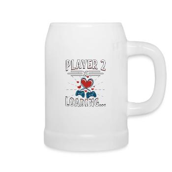 Becoming Father Player 2 Pregnant Gaming Sayings - Beer Mug - white - Right