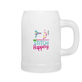 Stitch Happens - Bierkrug - Weiß - Rechts