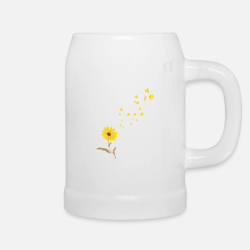 Sonnenblume - Bierkrug - Weiß
